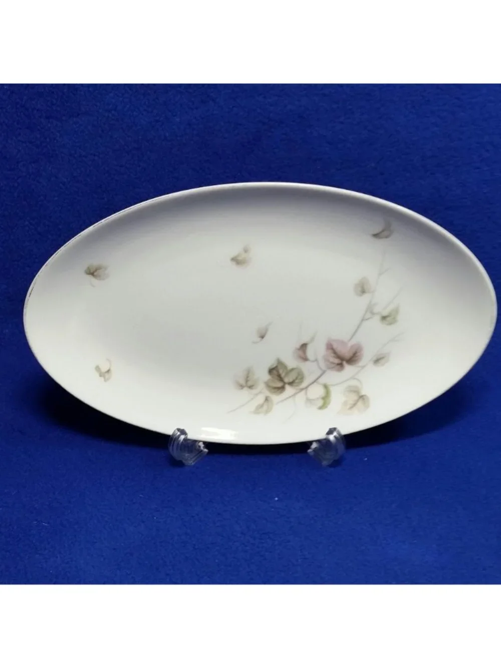 Yamaka China Breeze Underplate or Relish Dish 674 Pink, Brown and Grey Leaves